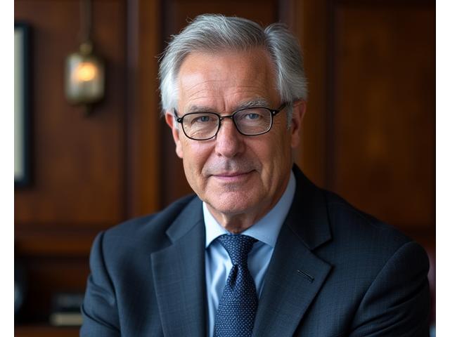 Porträt von Dr. Klaus Mustermann, einem erfahrenen Finanzexperten mit nachdenklichem Ausdruck.