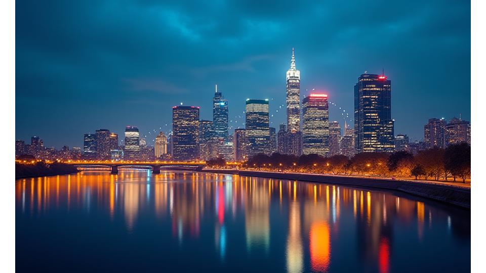 Eine lebendige, moderne künstlerische Darstellung der Münchner Skyline, nahtlos integriert mit vernetzten digitalen Linien und Symbolen, die ein dynamisches Startup-Ökosystem und globales Networking symbolisieren. Es spiegelt Wachstum, Innovation und starke Gemeinschaftsbindungen wider.