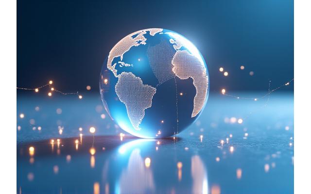 Globus mit verbundenen Linien, der globale Geschäftsstrategie symbolisiert