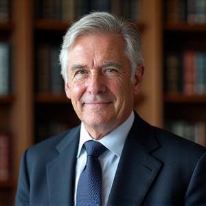 Porträt von Prof. Dr. Max König, einem angesehenen Professor für Wirtschaftsethik, der mit Gravitas präsentiert.